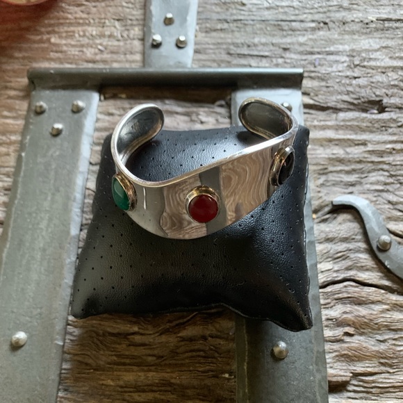 VINTAGE MODERNIST 925 STERLING SCUFF BRACELET - Picture 5 of 9